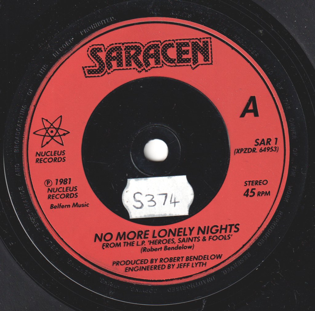 Saracen - No More Lonely Nights - 7 Inch