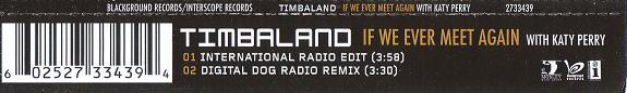 Timbaland With Katy Perry - If We Ever Meet Again - Cd