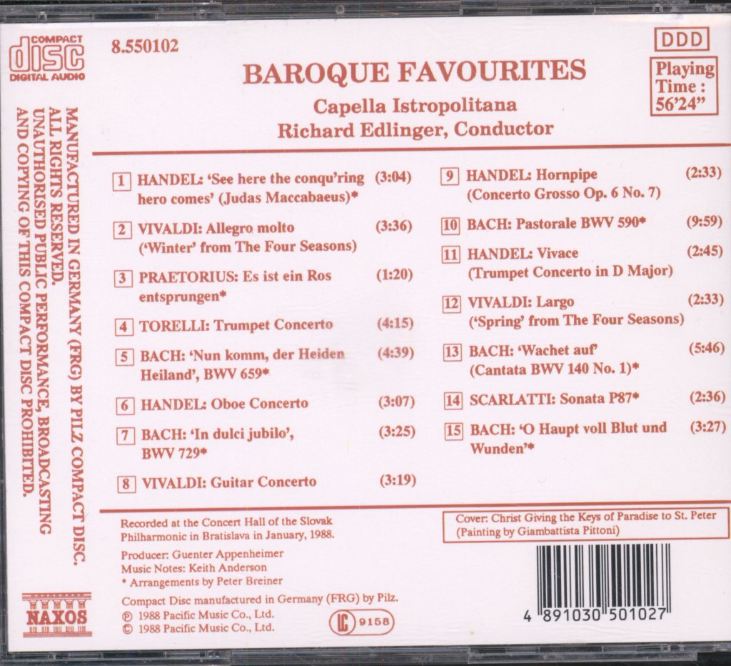 Capella Istropolitana, Richard Edlinger - Baroque Favourites 8550102 - Cd