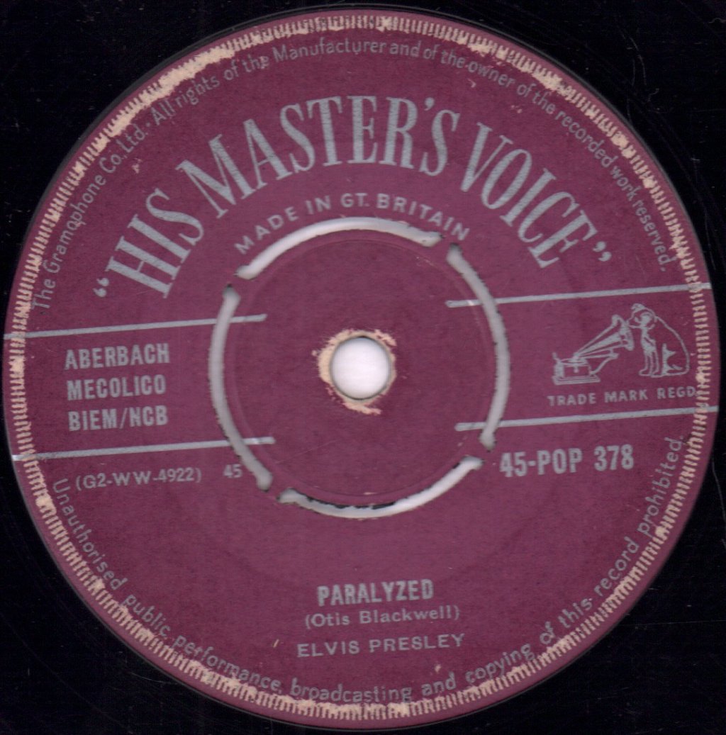 Elvis Presley - Paralyzed - 7 Inch