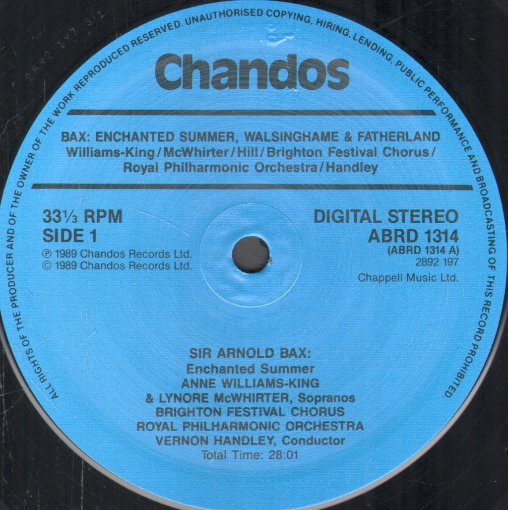 Anne Williams-King / Martyn Hill / Brighton Festival Chorus / Royal Philharmonic / Vernon Handley - Arnold Bax - Choral Works - Lp