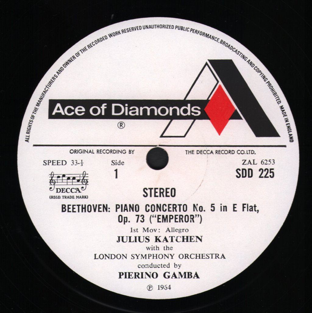 Julius Katchen / Pierino Gamba / London Symphony Orchestra - Beethoven - Piano Concerto No.5 "Emperor" / Egmont Overture - Lp