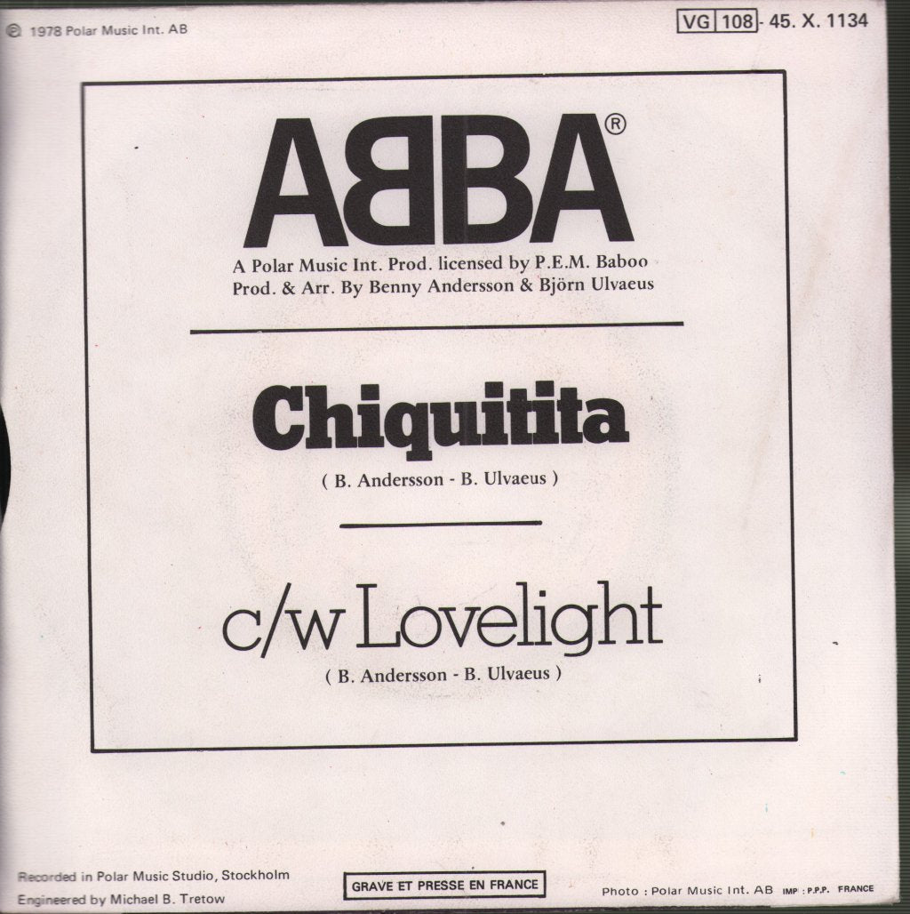ABBA - Chiquitita - 7 Inch