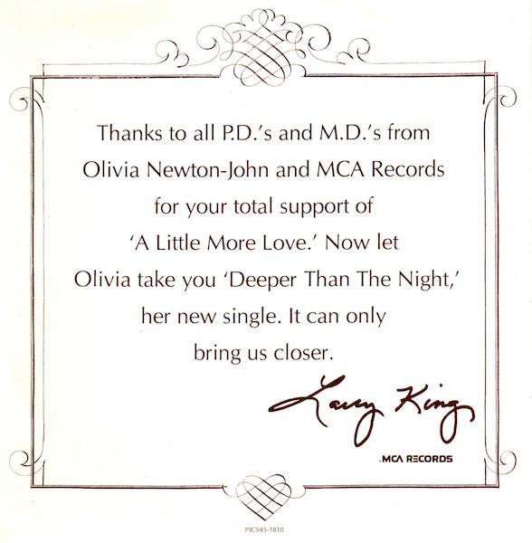 Olivia Newton-John - Deeper Than The Night - 7 Inch