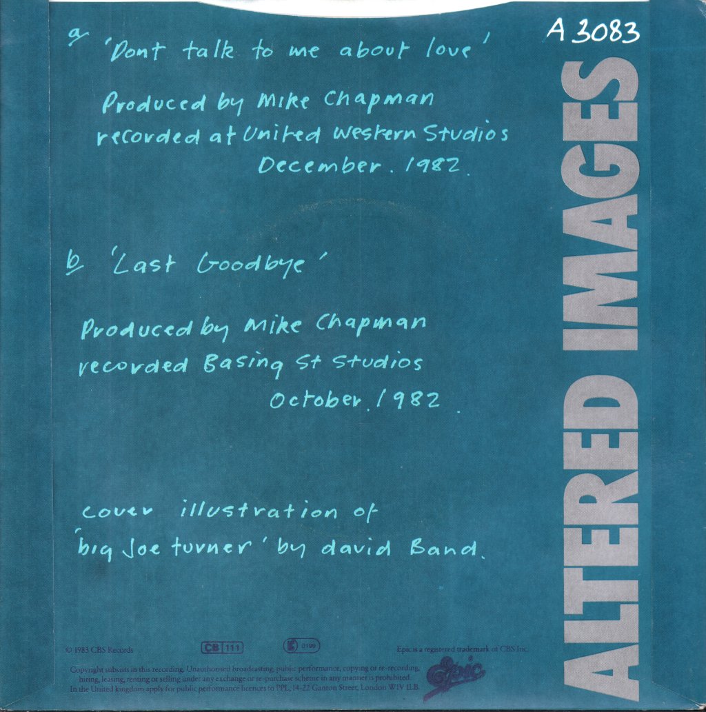 Altered Images - Don't Talk To Me About Love - 7 Inch