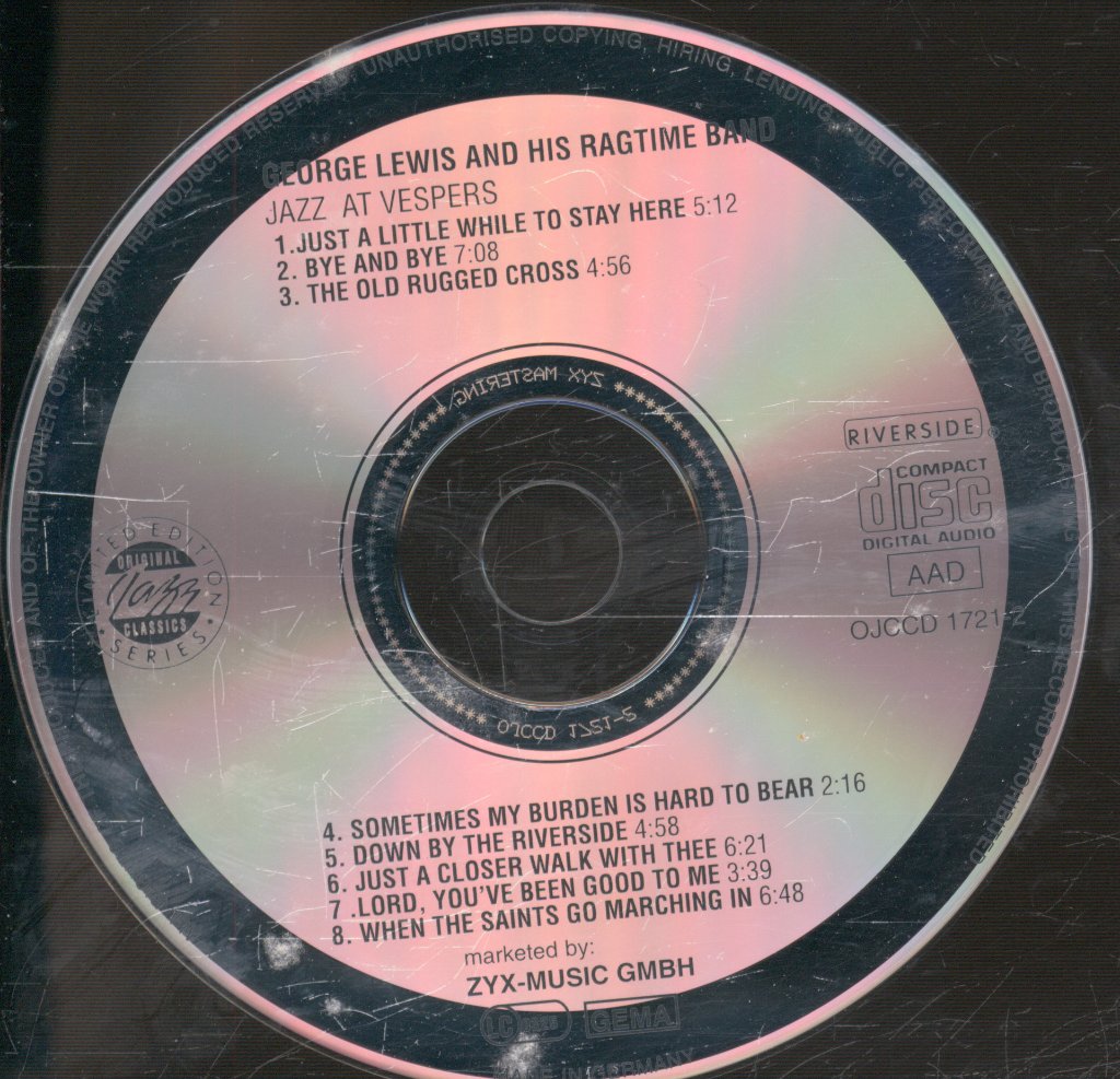 George Lewis' Ragtime Band - Jazz At Vespers - Cd