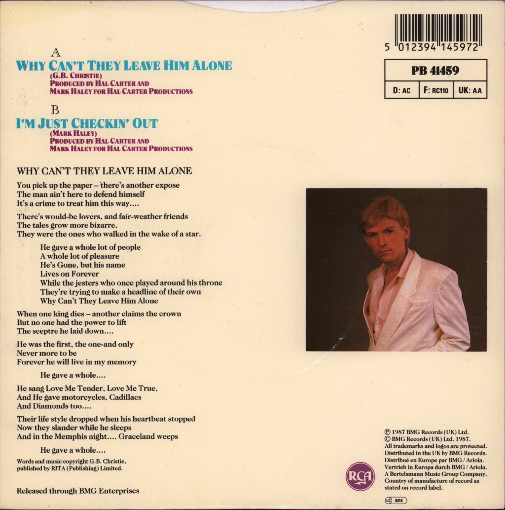 Mark Haley - Why Can't They Leave Him Alone - 7 Inch