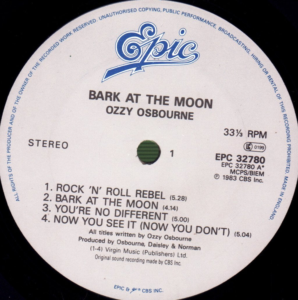 Ozzy Osbourne - Bark At The Moon - Lp