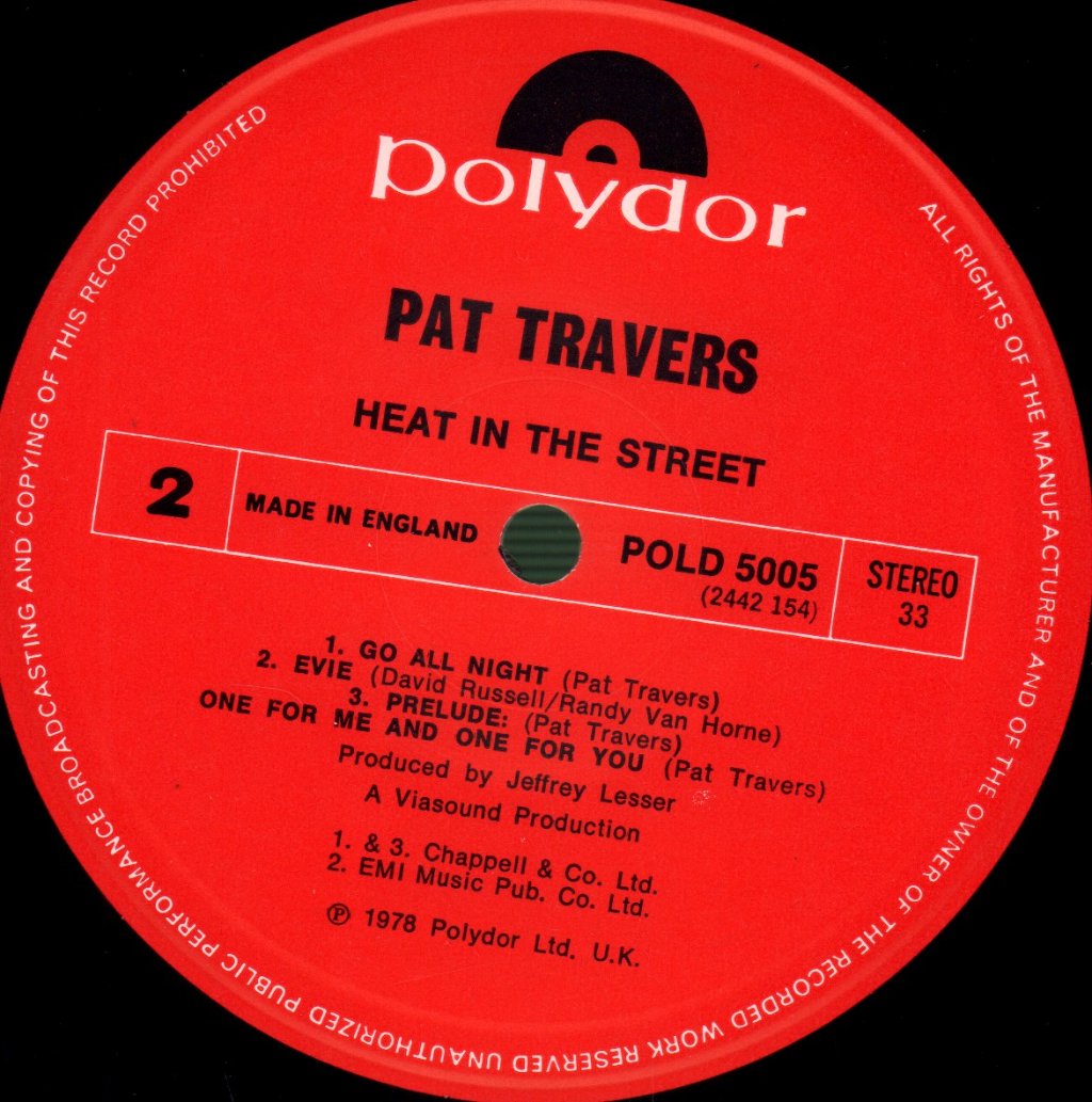 Pat Travers Band - Heat In The Street - Lp