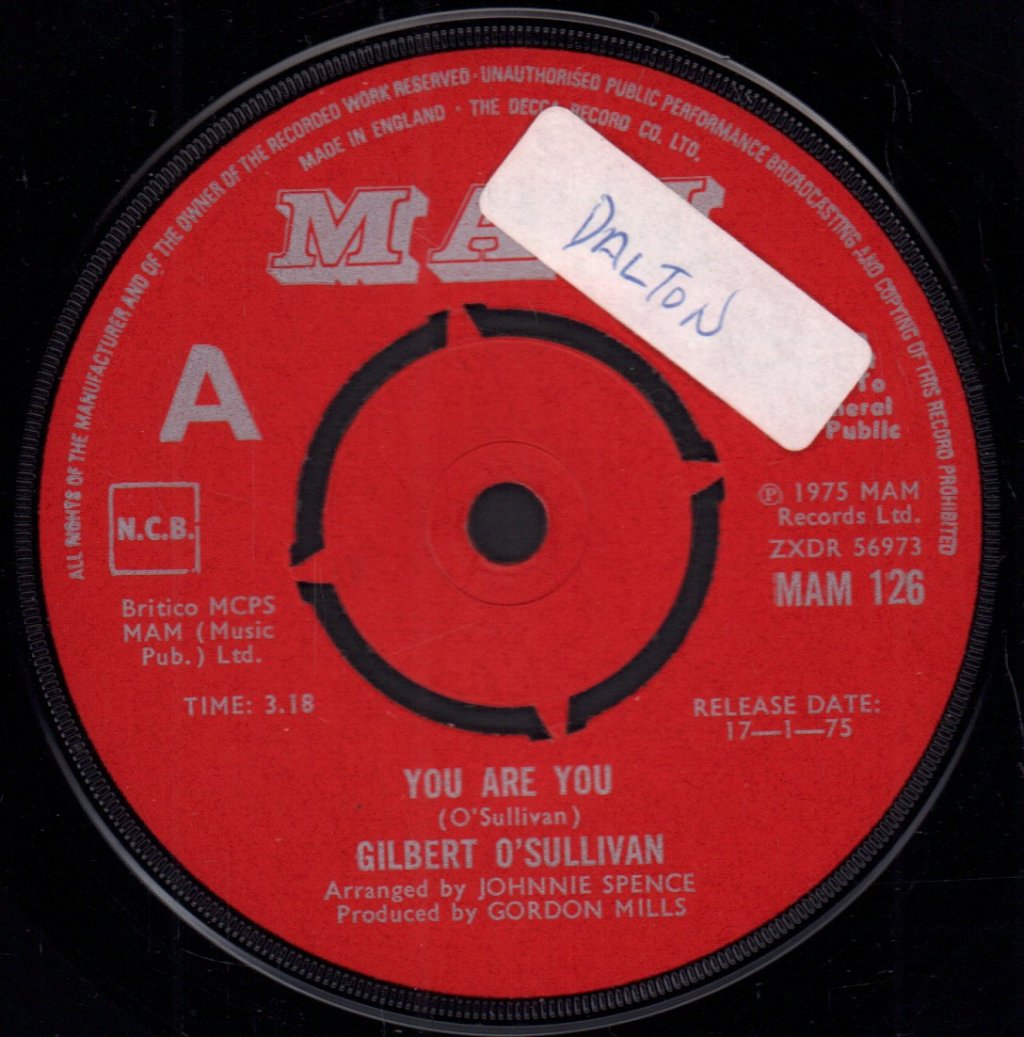 Gilbert O'Sullivan - You Are You - 7 Inch