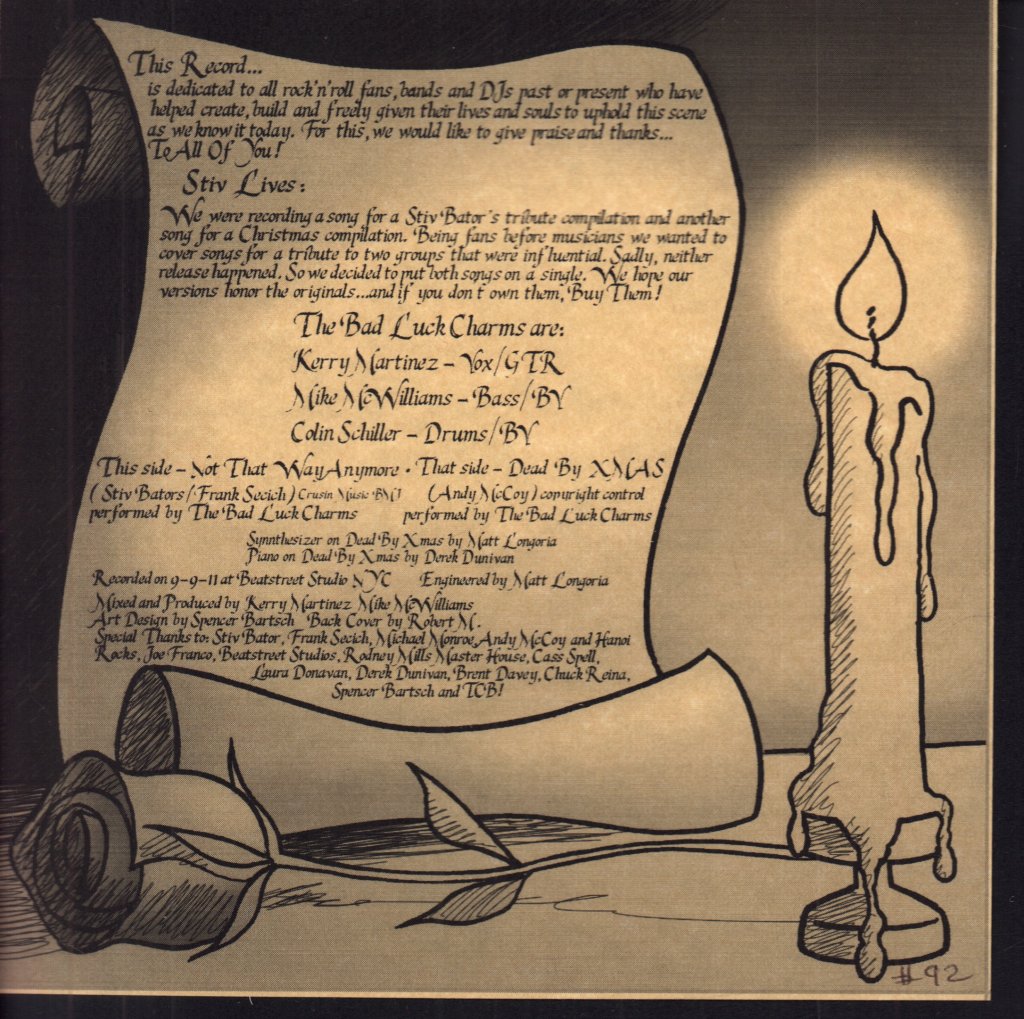 Bad Luck Charms - Not That Way Anymore / Dead By Christmas - 7 Inch