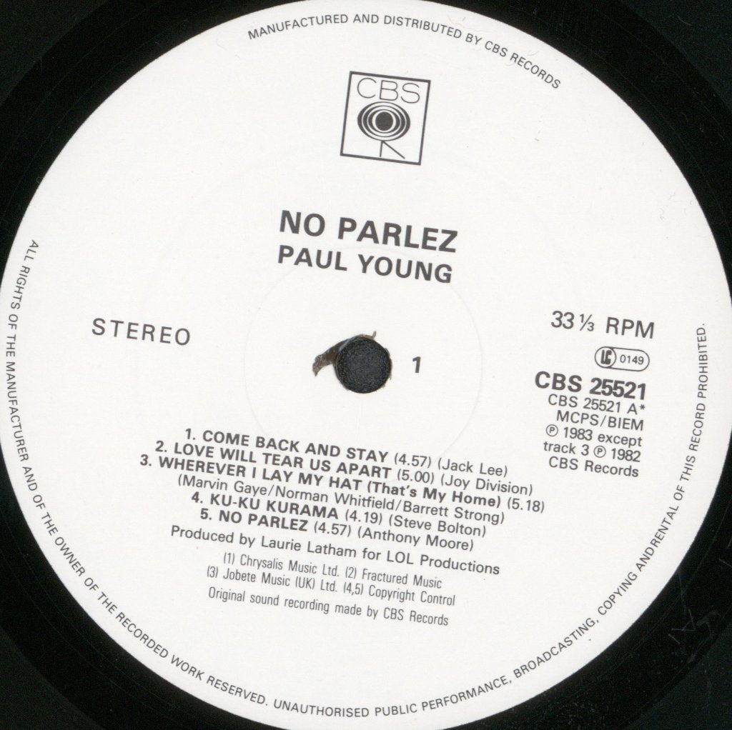 Paul Young - No Parlez - Lp