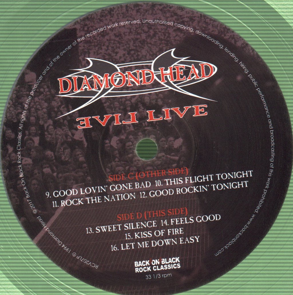 Diamond Head - Evil Live (Live At The National Bowl 1993) - Double Lp