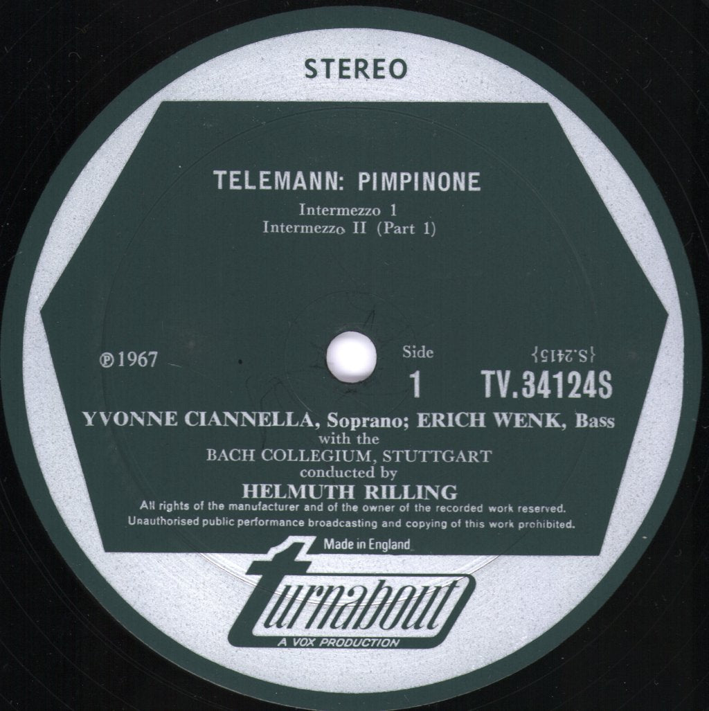 Yvonne Ciannella / Erich Wenk / Bach Collegium, Stuttgart / Helmuth Rilling - Georg Philipp Telemann - Pimpinone (Or "The Mismatched Marriage") - Lp