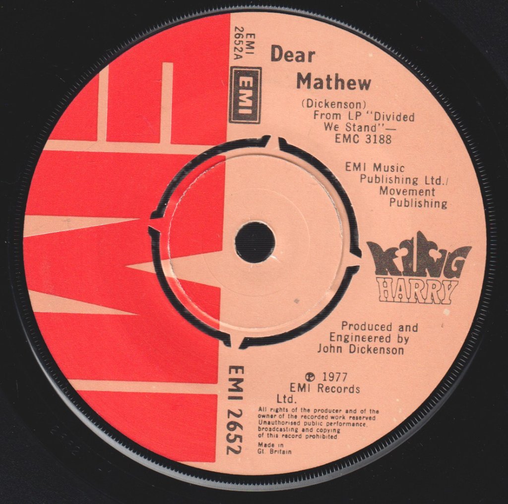 King Harry - Dear Mathew - 7 Inch