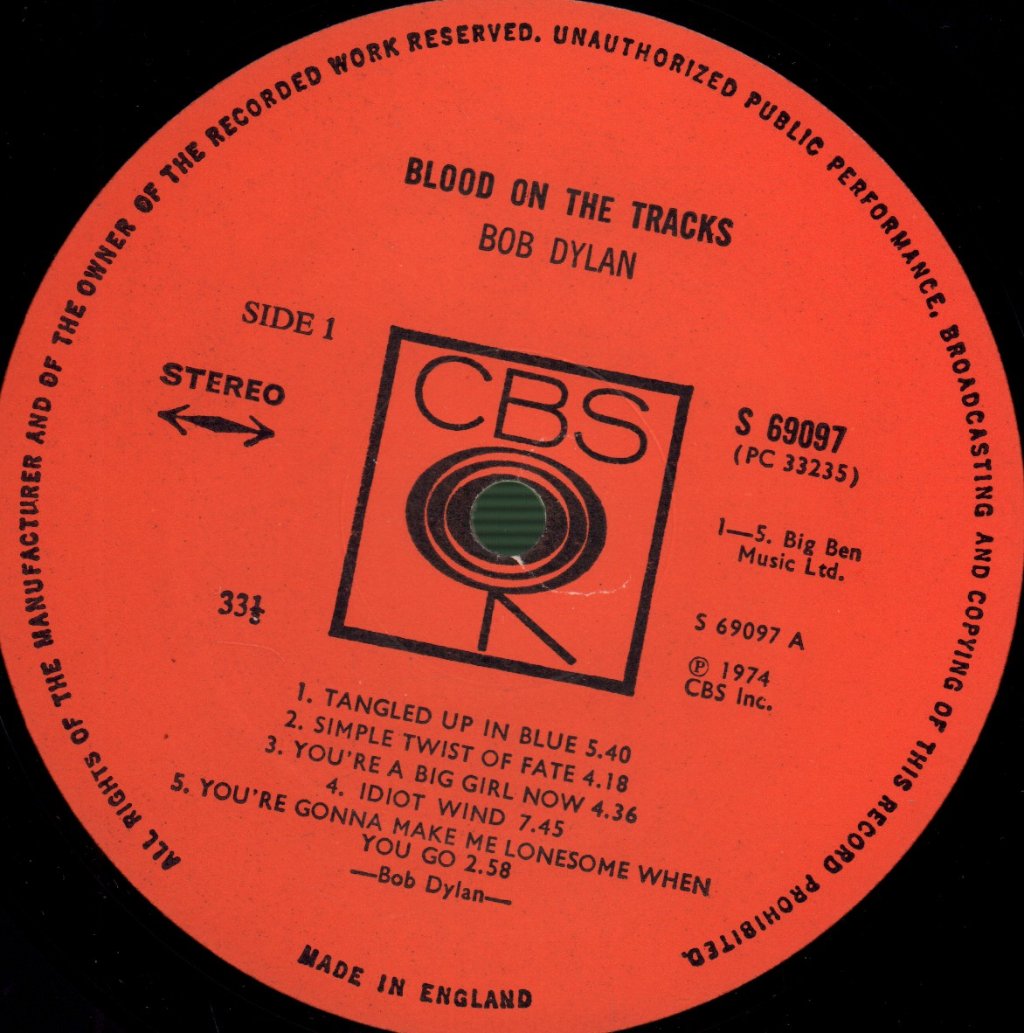 Bob Dylan - Blood On The Tracks - Lp
