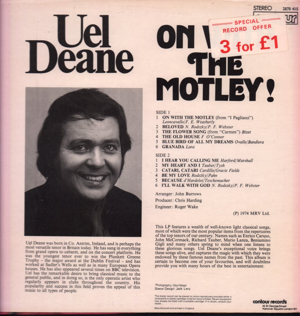 Uel Deane - On With The Motley - Lp
