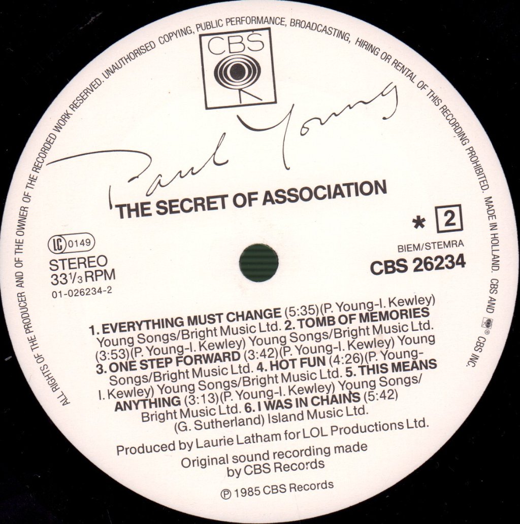 Paul Young - Secret Of Association - Lp
