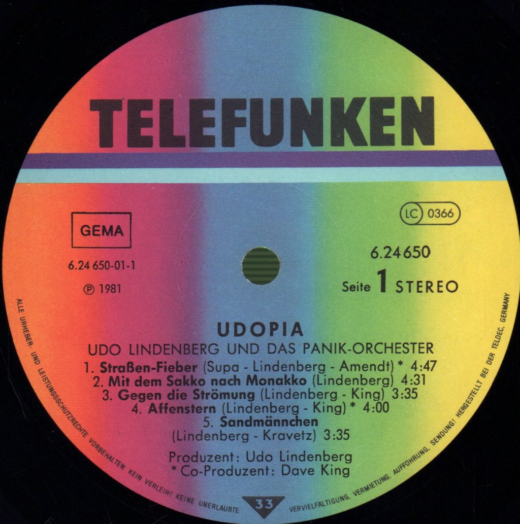Udo Lindenberg And Das Panik Orchestra - Udopia - Lp