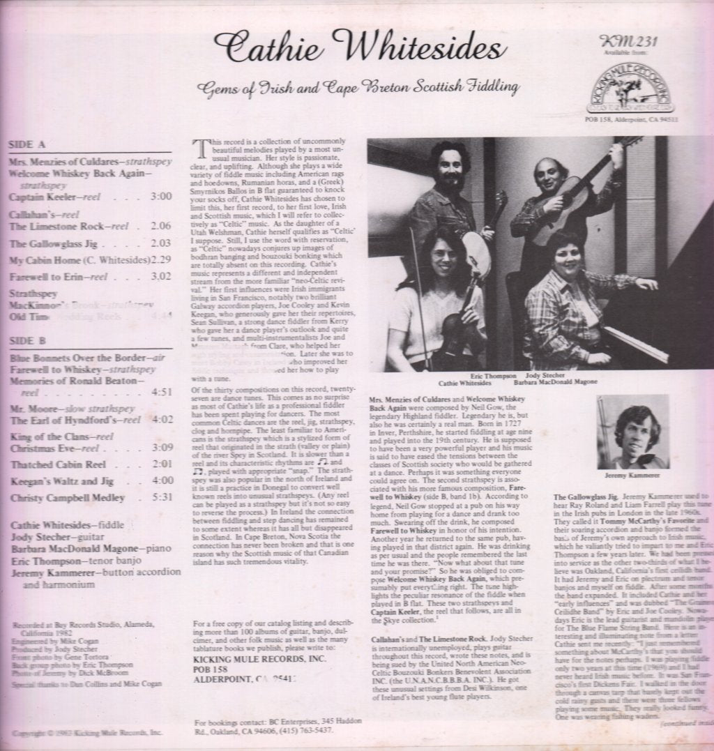 Cathie Whitesides - Gems Of Irish And Cape Breton Scottish Fiddling - Lp