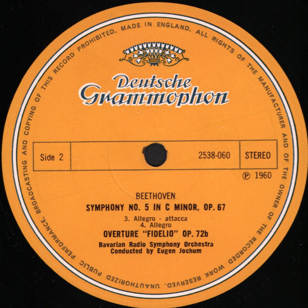 Eugen Jochum / Bavarian Radio Symphony Orchestra - Ludwig van Beethoven - Symphony No. 5 - Overture To 'Fidelio' - Lp