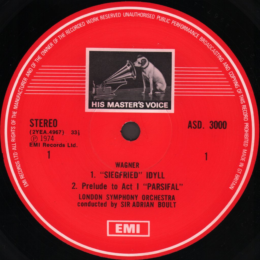 Sir Adrian Boult / London Symphony Orchestra - Sir Adrian Conducts Wagner Vol. 3 - Siegfried Idyll - Lp