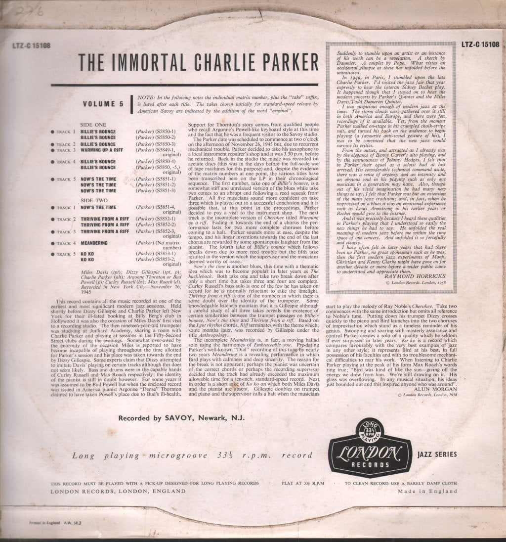 Charlie Parker - Immortal Vol 5 - Lp