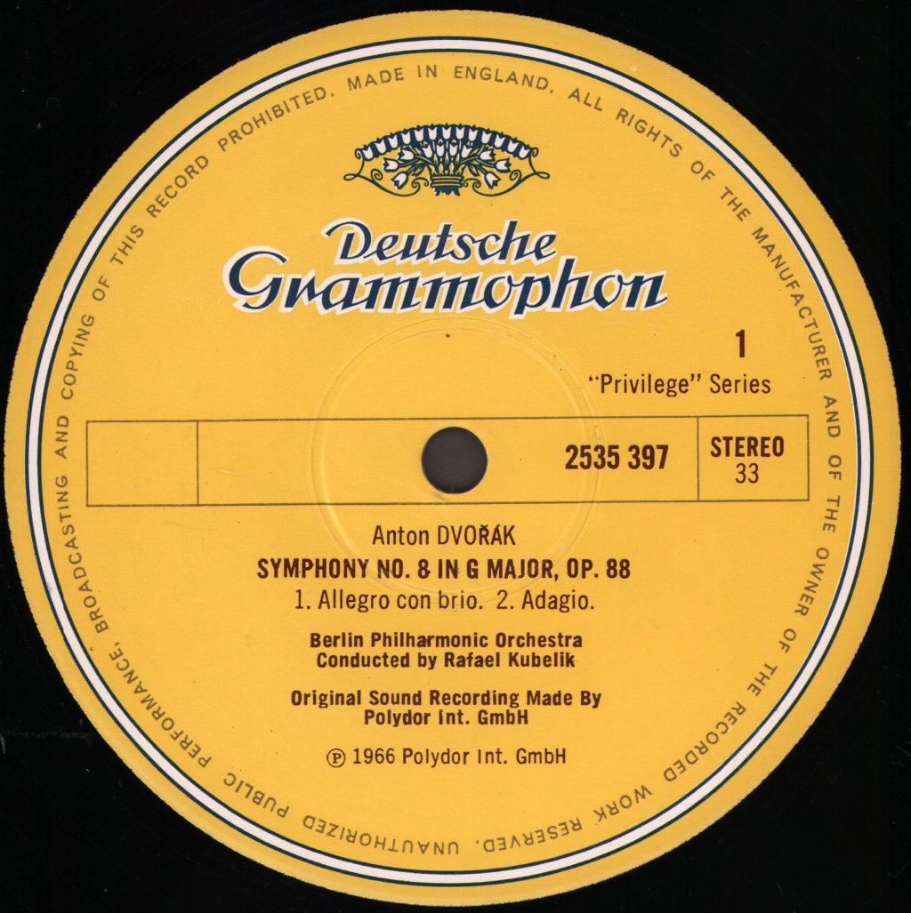 Rafael Kubelik / Berlin Philharmonic Orchestra - Dvorak - Symphony No. 8 in G Major Op.88 - Lp