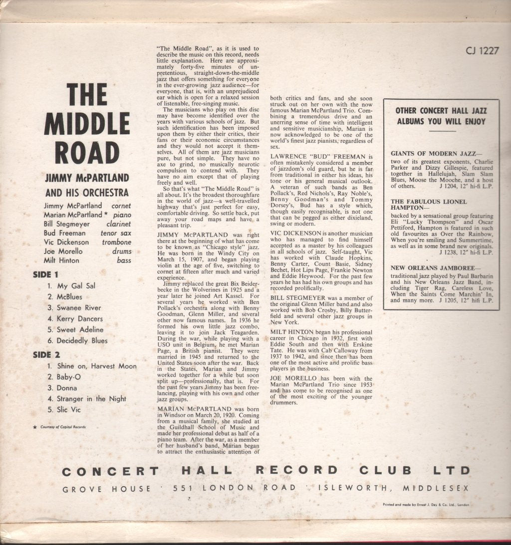 Jimmy McPartland And His Orchestra - Middle Road - Lp