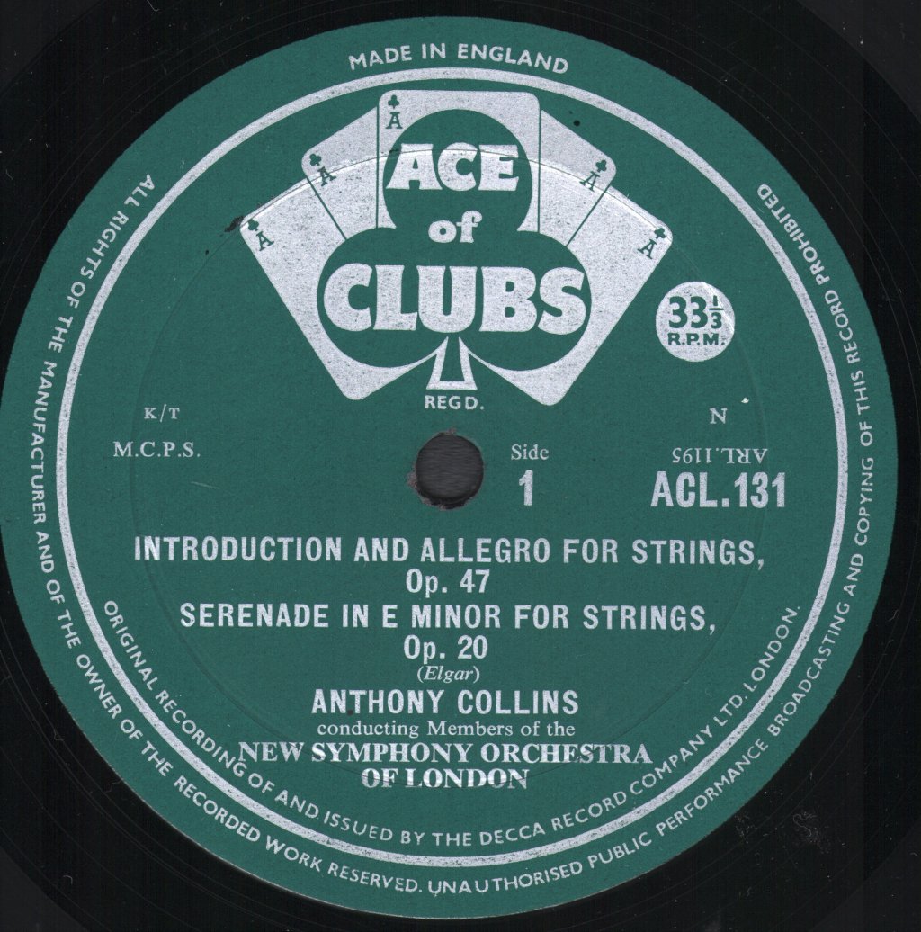 Anthony Collins / New Symphony Orchestra Of London / London Symphony Orchestra - Elgar - Introduction And Allegro For Strings, Serenade In E Minor For Strings / Delius - Brigg Fair - Lp
