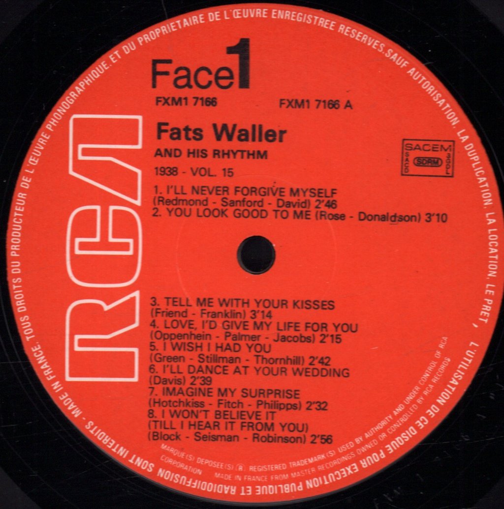 Fats Waller & His Rhythm - Complete Recordings Volume 15 (1938) - With Louis Armstrong, Bud Freeman, Jack Teagarden... - Lp