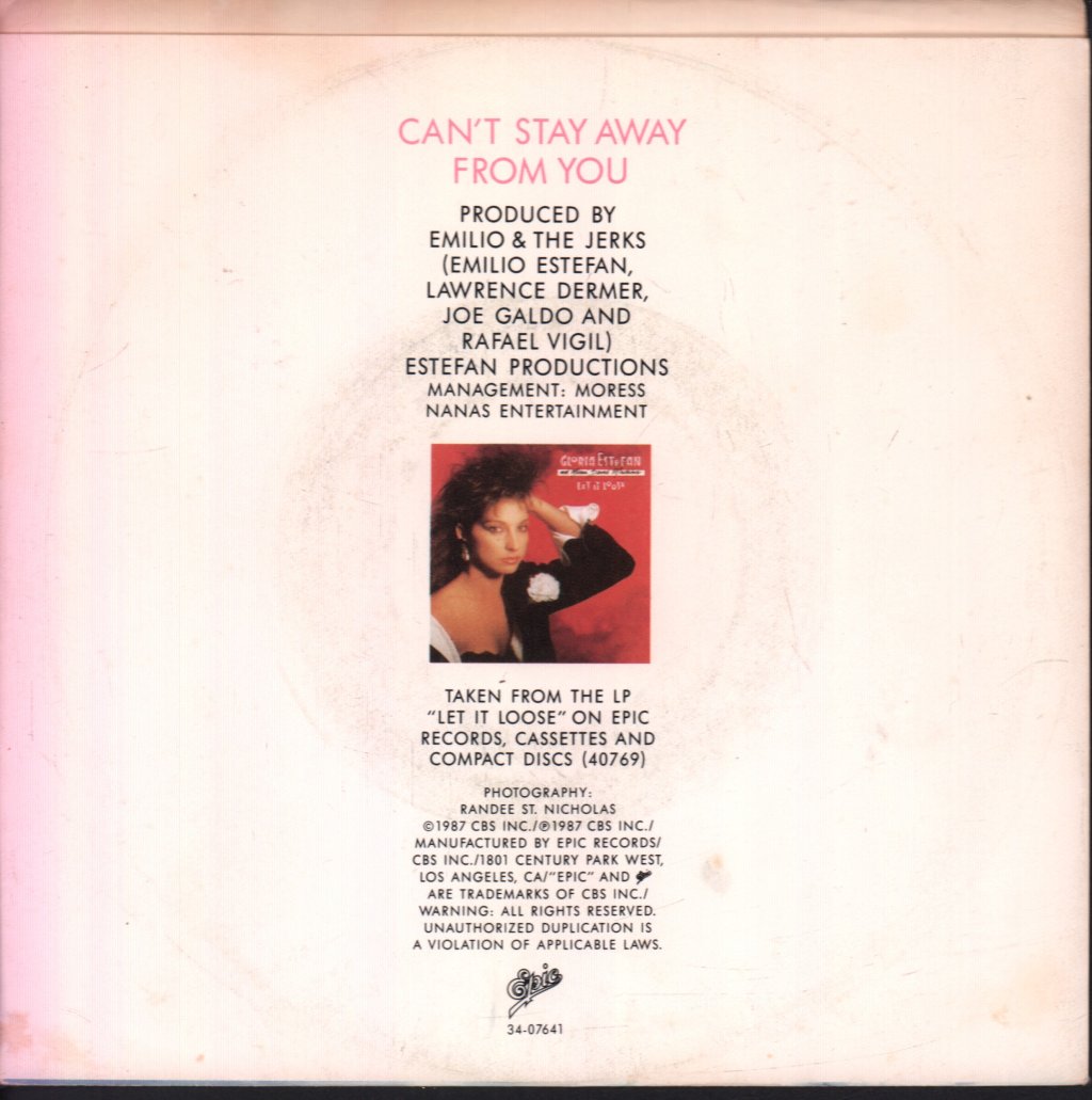 Gloria Estefan - Can't Stay Away From You - 7 Inch