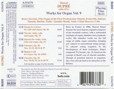 Bruce Neswick, Timothy Durbin, Jennifer Rende,Clyde Beavers - Marcel Dupré - Works For Organ Vol. 9 - Cd