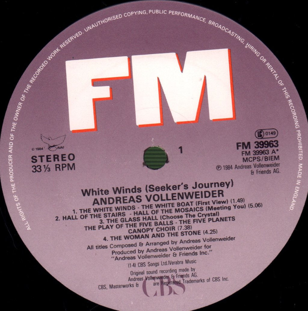 Andreas Vollenweider - White Winds - Lp