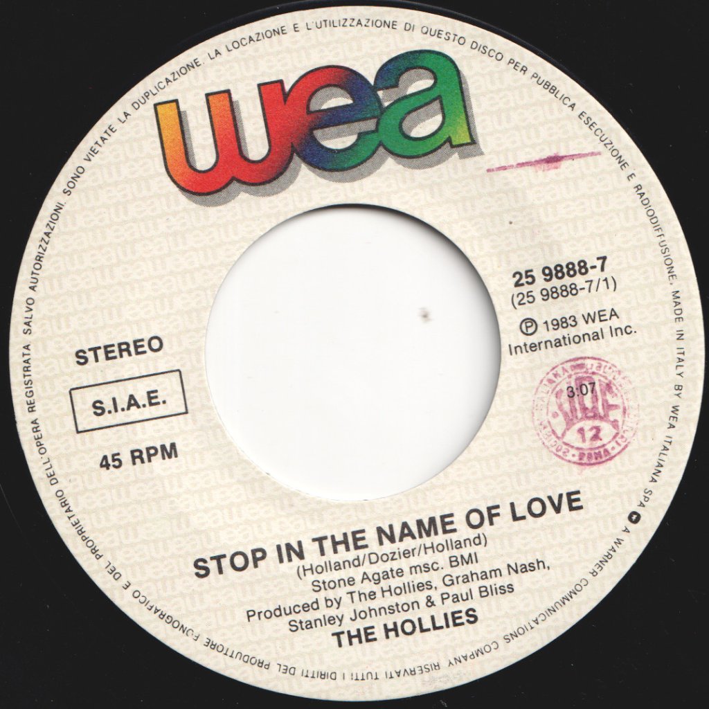 Hollies - Stop In The Name Of Love - 7 Inch
