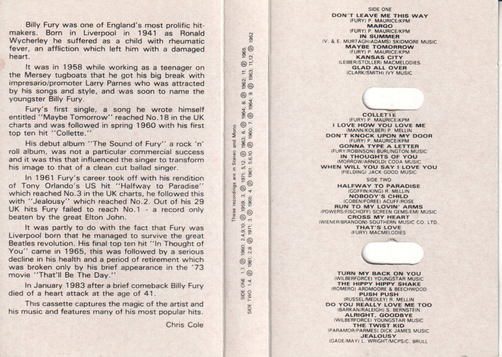 Billy Fury - Collection - Cassette