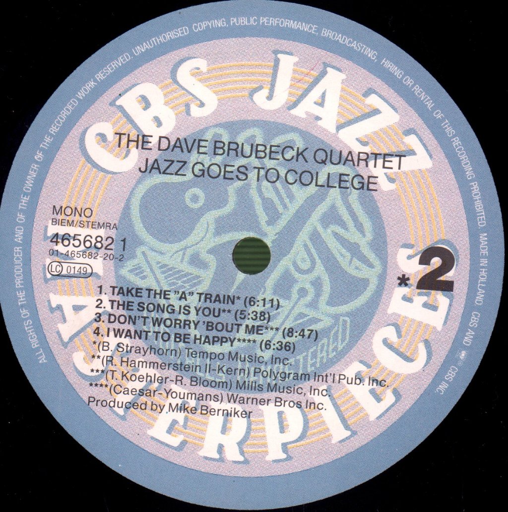 Dave Brubeck Quartet - Jazz Goes To College - Lp