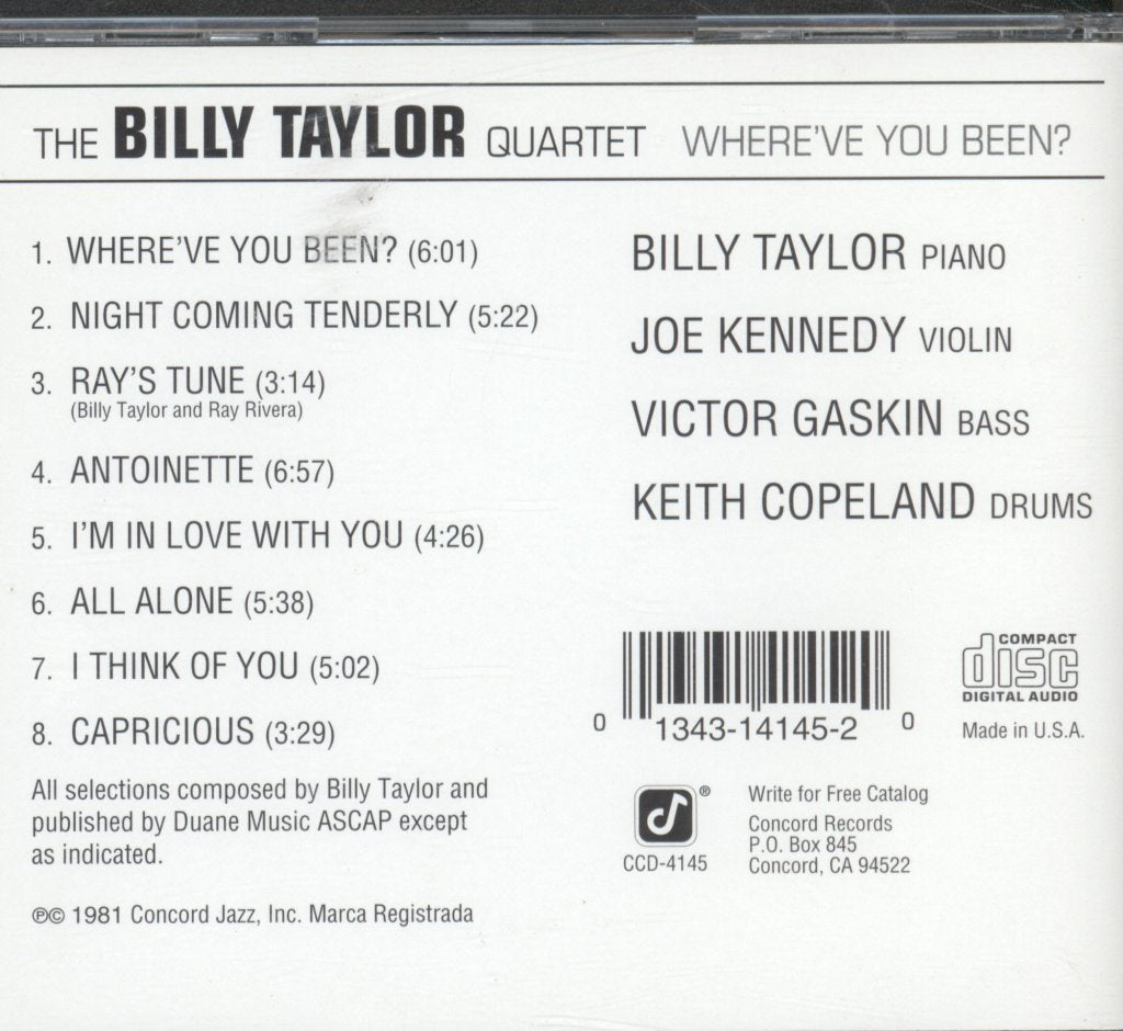 Billy Taylor Quartet - Where You've Been? - Cd