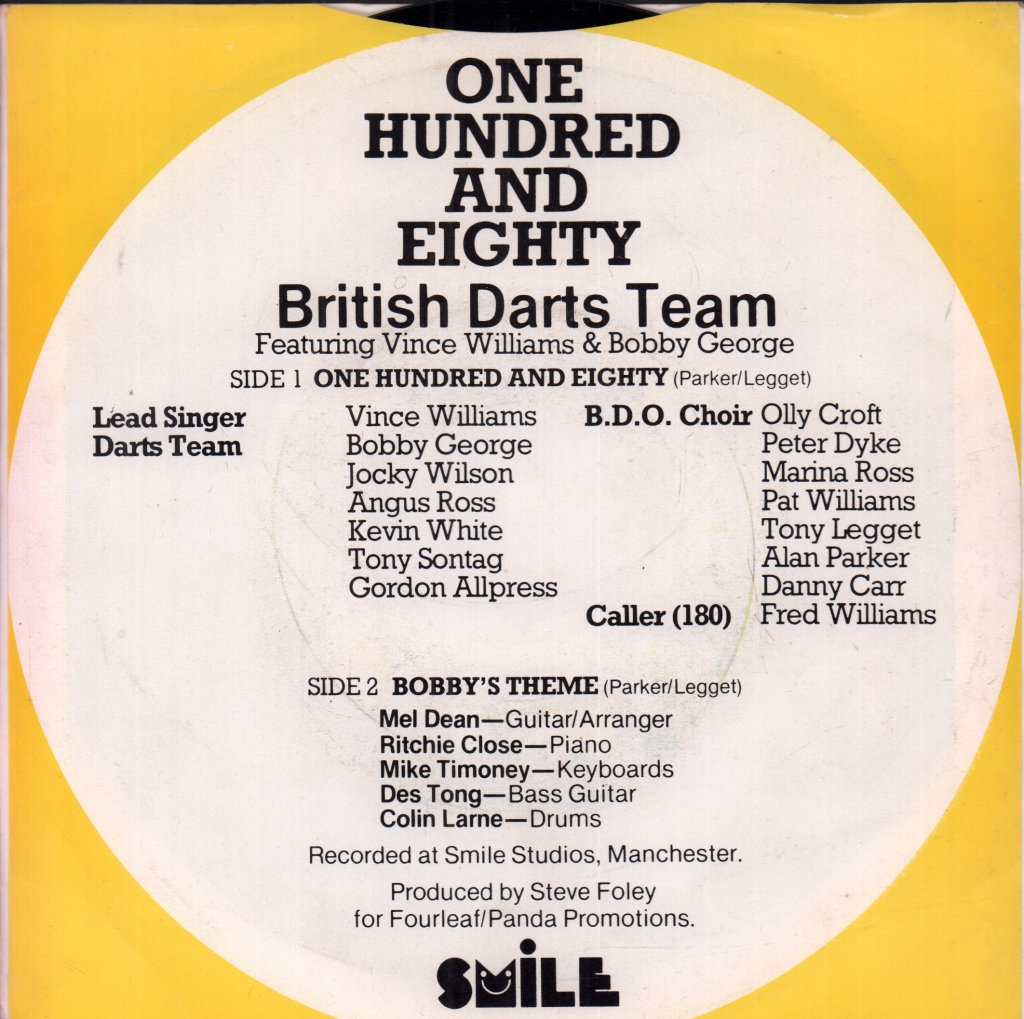 British Darts Team With Vince Williams and Bobby George - 180 - 7 Inch