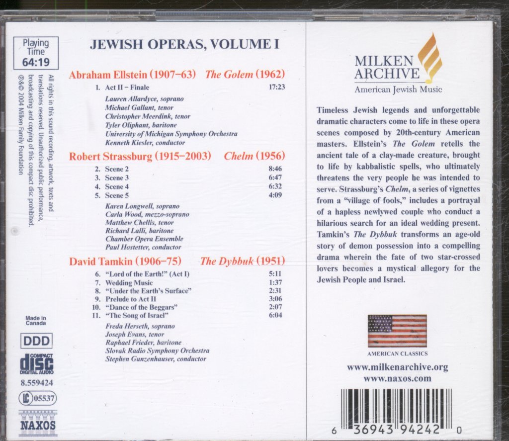 Various Artists - Jewish Operas, Volume 1 - Cd
