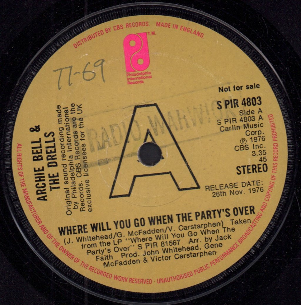 Archie Bell And The Drells - Where Will You Go When The Party's Over - 7 Inch