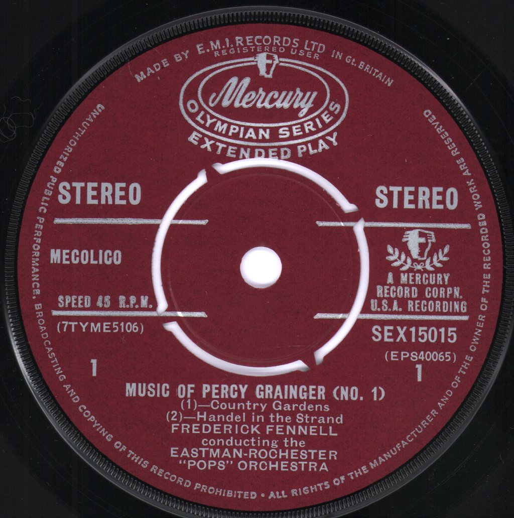 Eastman Rochester Orchestra / Frederick Fennell - Piano Music Of Percy Grainger - 7 Inch Set