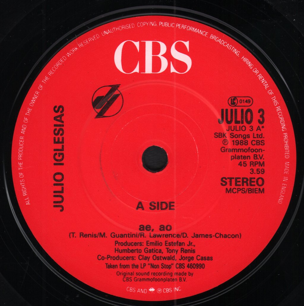 Julio Iglesias - Ae Ao - 7 Inch