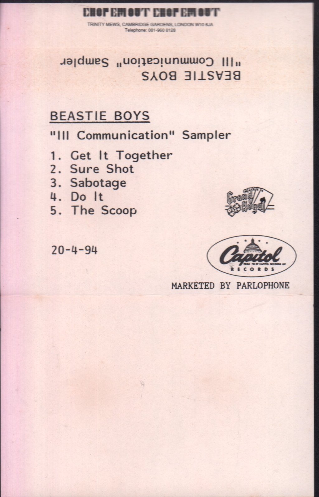 Beastie Boys - Ill Communication sampler - Cassette