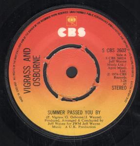 Vigrass And Osborne - Summer Passed You By - 7 Inch