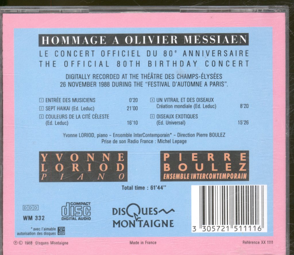 Pierre Boulez, Ensemble Intercontemporain - Hommage À Olivier Messiaen - Cd