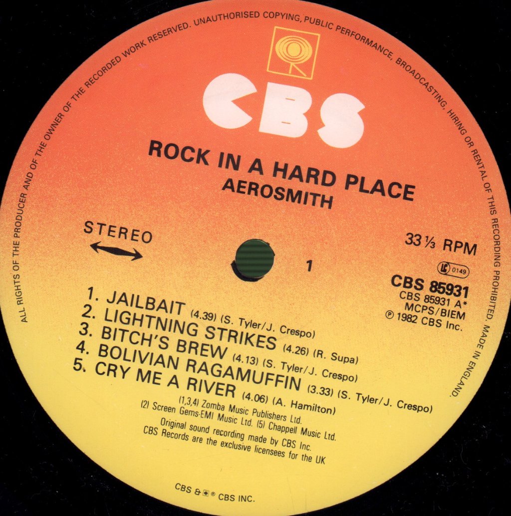Aerosmith - Rock In A Hard Place - Lp