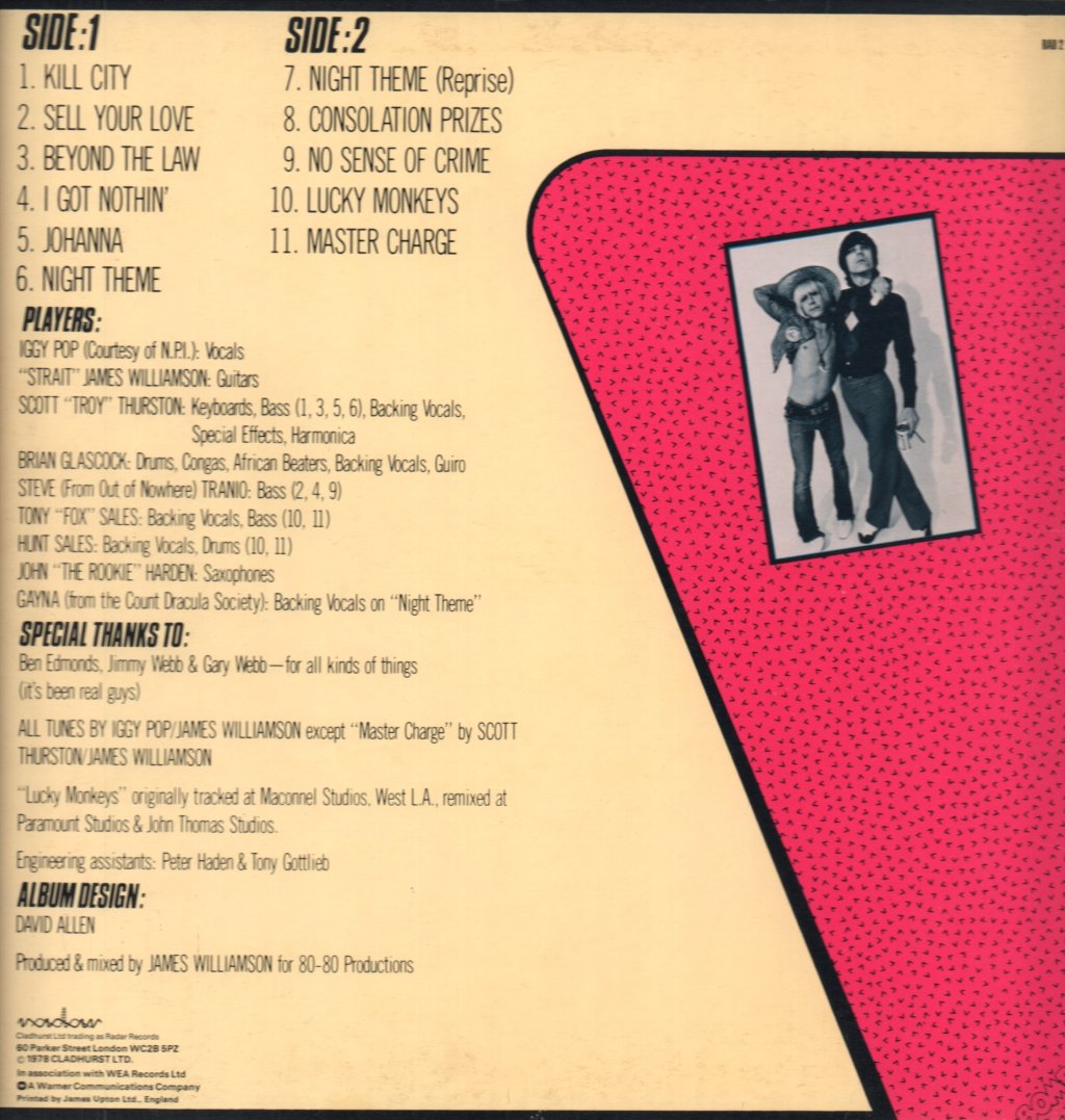 Iggy Pop And James Williamson - Kill City - Lp