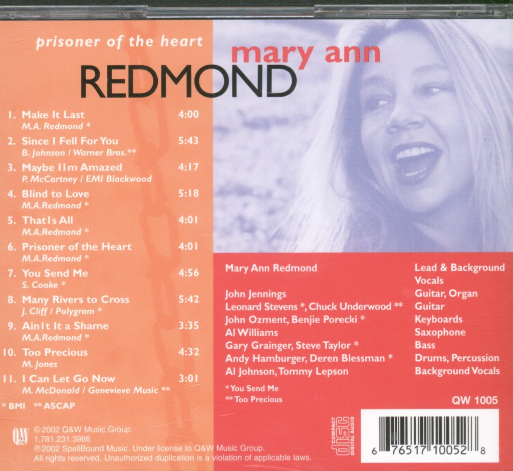 Mary Ann Redmond - Prisoner Of The Heart - Cd