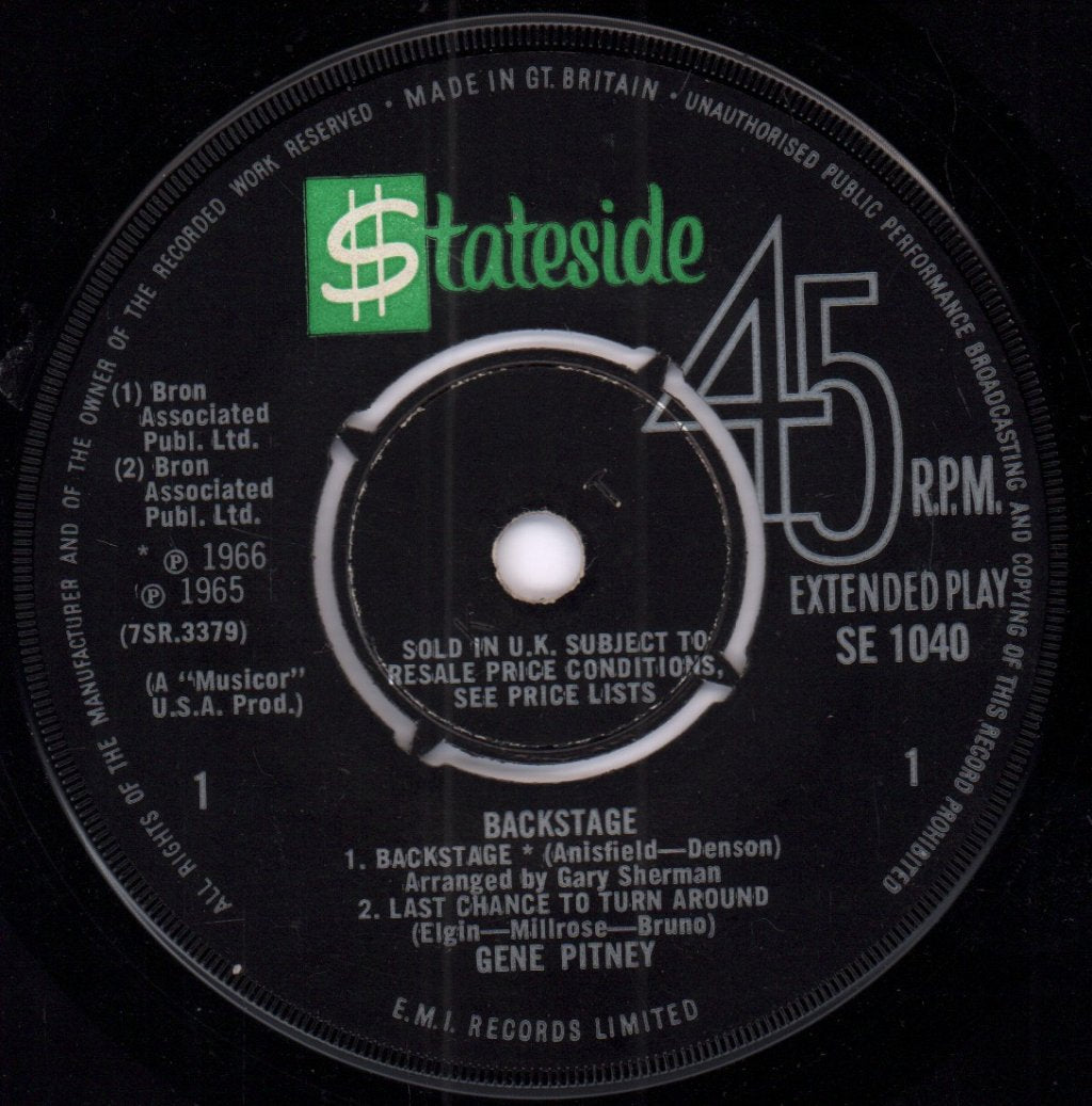 Gene Pitney - Backstage - 7 Inch